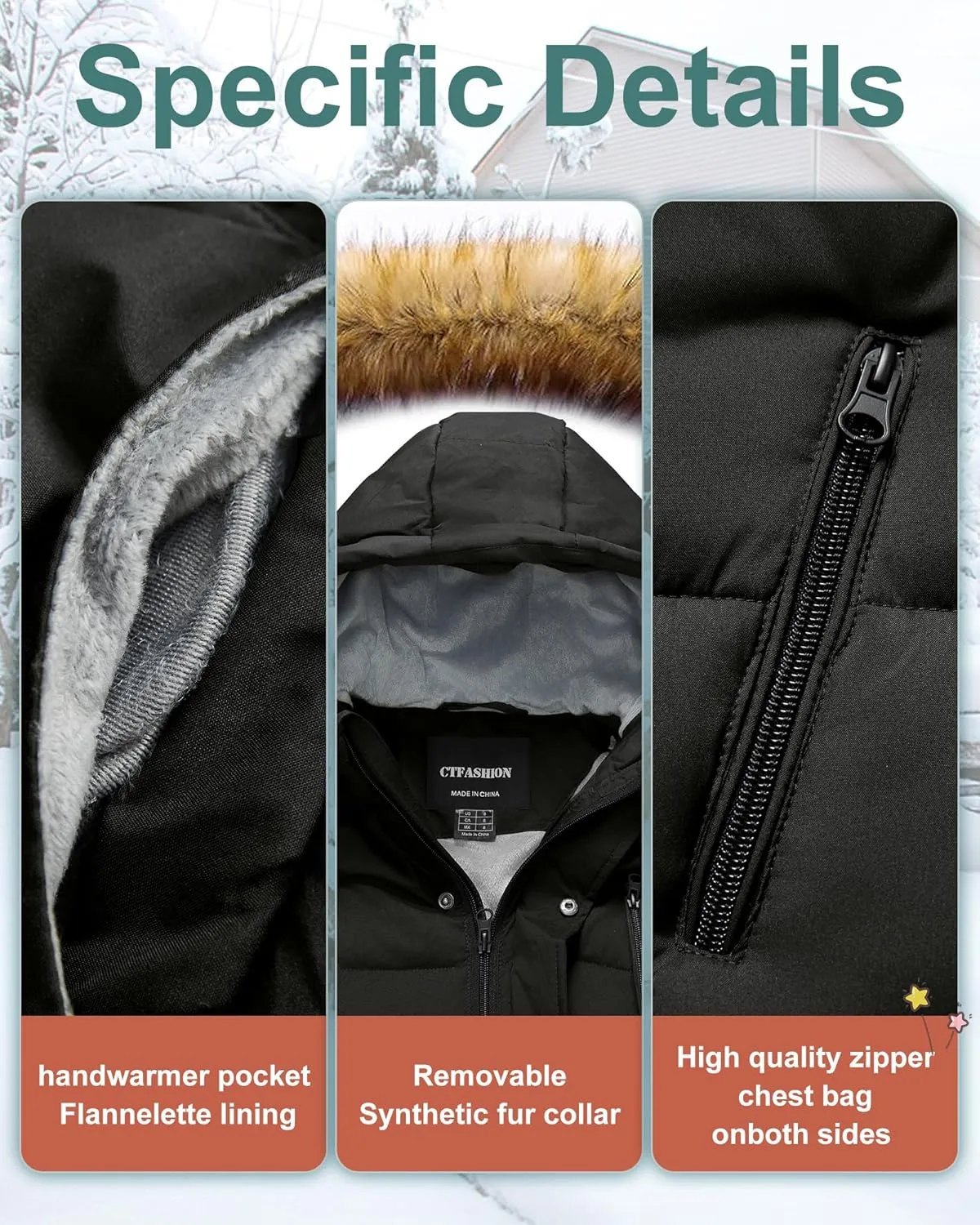 Boy's Winter Coat Waterproof Kids Puffer Jacket Thicken Parka Fleece Lined Bubble Ski Snow Outerwear with Fur Hood