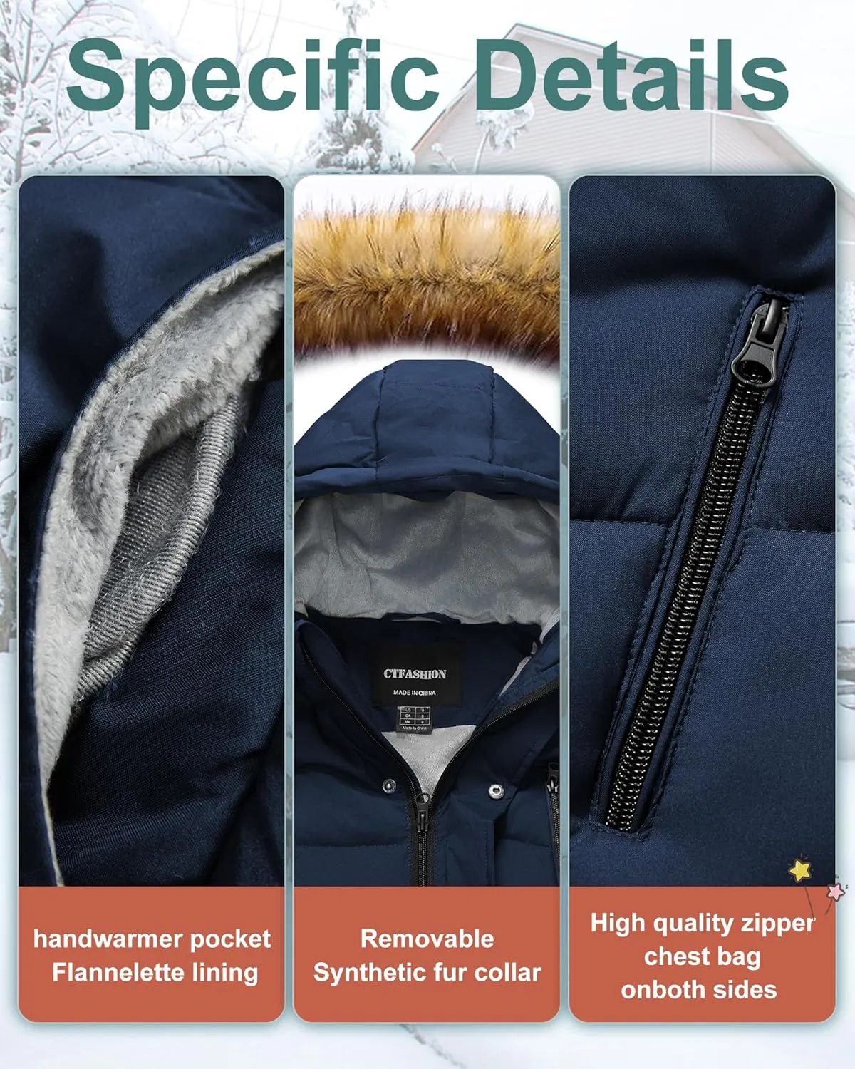 Boy's Winter Coat Waterproof Kids Puffer Jacket Thicken Parka Fleece Lined Bubble Ski Snow Outerwear with Fur Hood