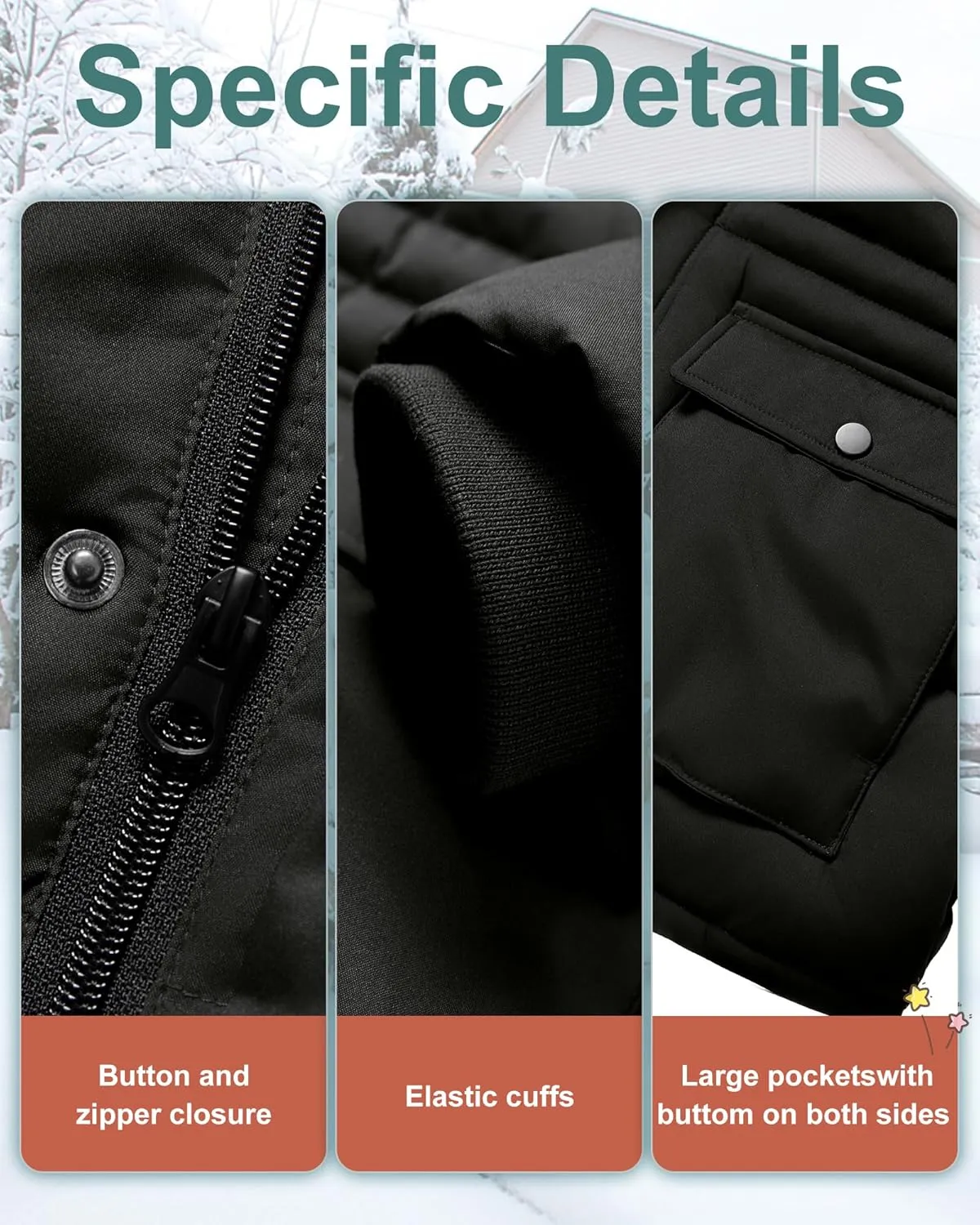 Boy's Winter Coat Waterproof Kids Puffer Jacket Thicken Parka Fleece Lined Bubble Ski Snow Outerwear with Fur Hood