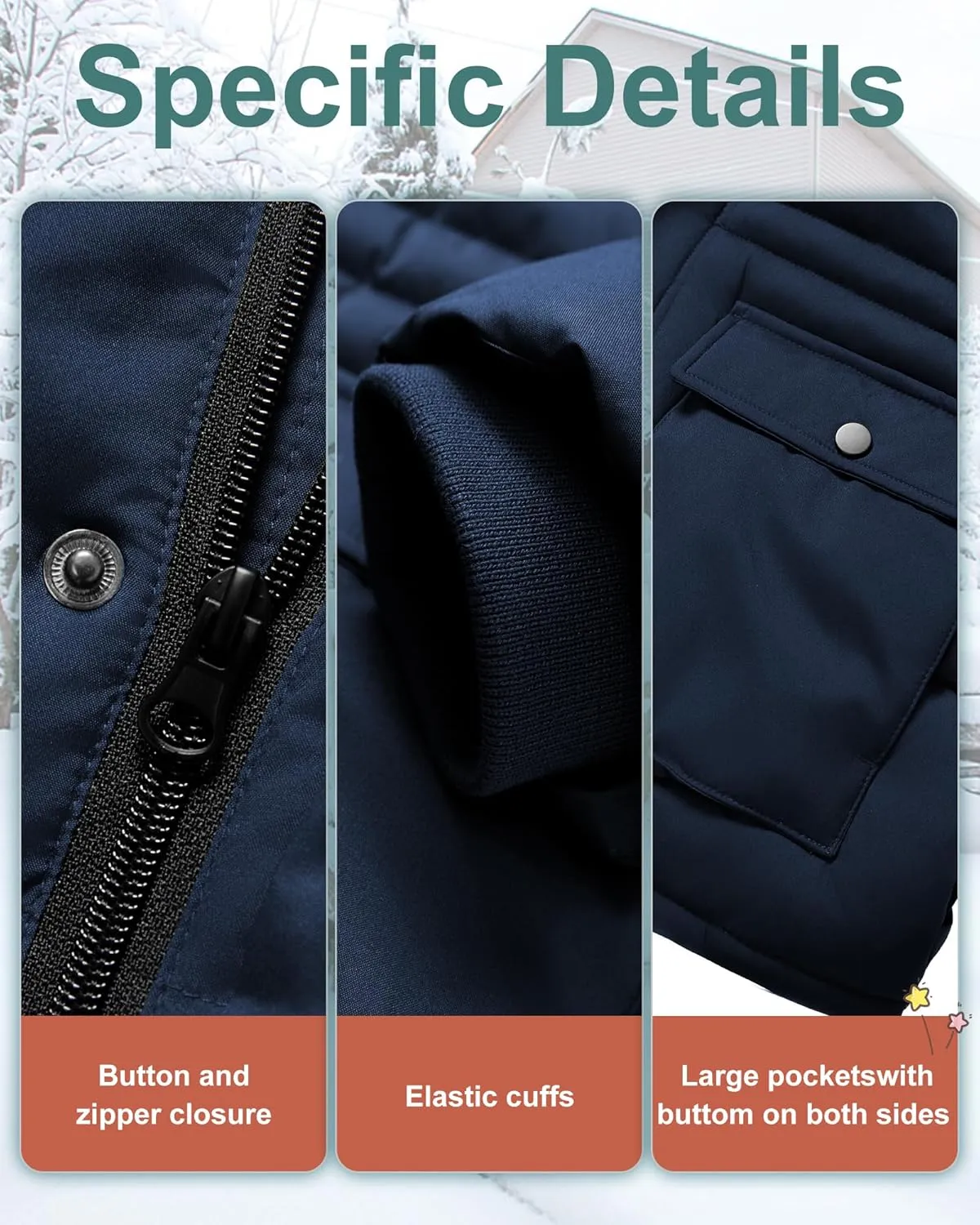 Boy's Winter Coat Waterproof Kids Puffer Jacket Thicken Parka Fleece Lined Bubble Ski Snow Outerwear with Fur Hood