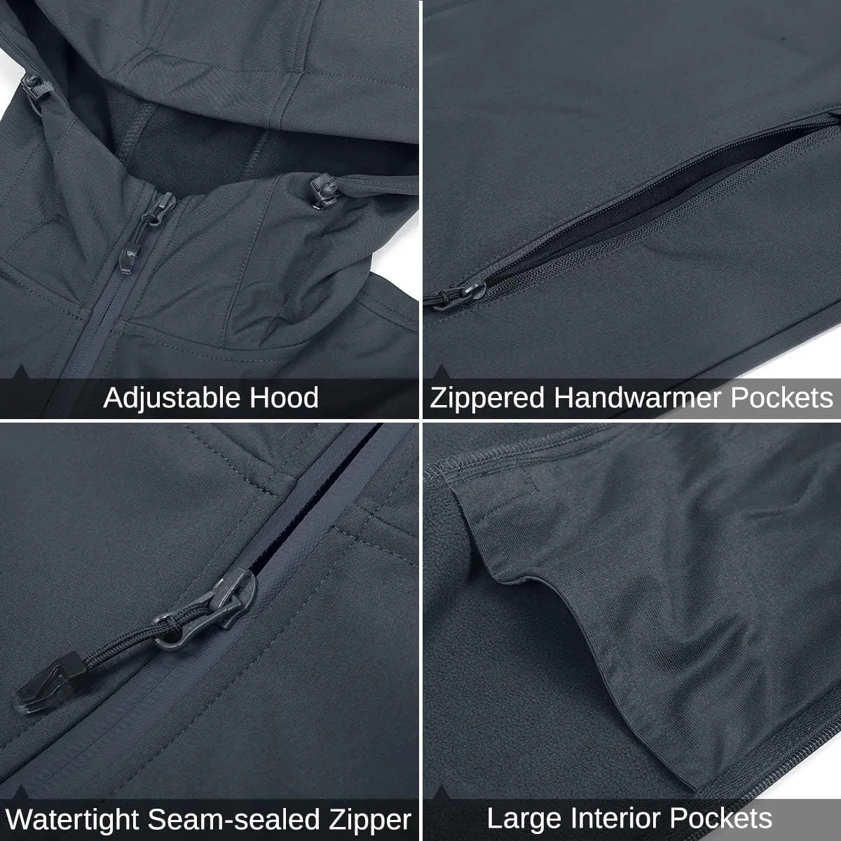 CAMEL CROWN Mens Softshell Jacket Fleece Lined Waterproof Windproof Lightweight Outerwear Full Zip Hiking Work Travel