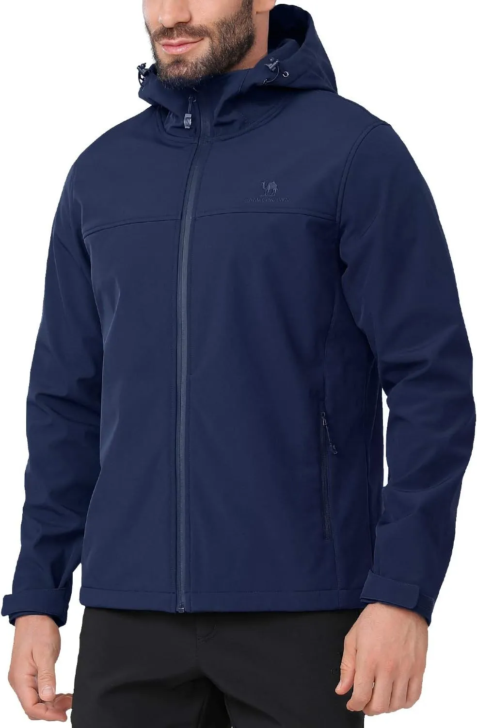 CAMEL CROWN Mens Softshell Jacket Fleece Lined Waterproof Windproof Lightweight Outerwear Full Zip Hiking Work Travel