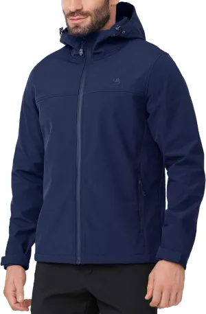 CAMEL CROWN Mens Softshell Jacket Fleece Lined Waterproof Windproof Lightweight Outerwear Full Zip Hiking Work Travel