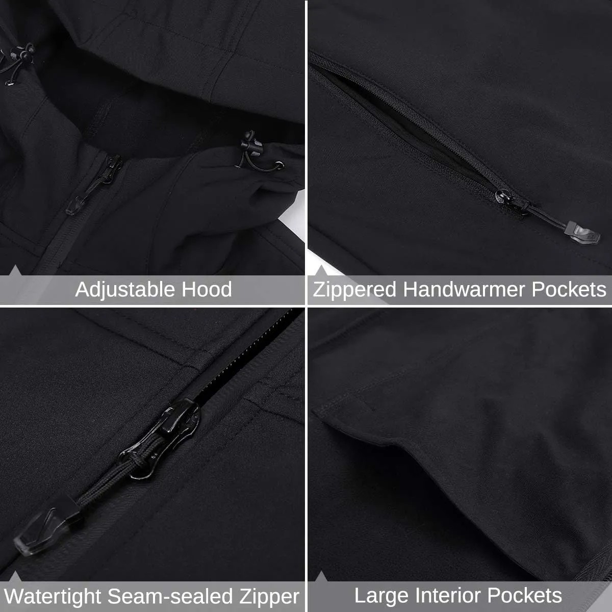 CAMEL CROWN Mens Softshell Jacket Fleece Lined Waterproof Windproof Lightweight Outerwear Full Zip Hiking Work Travel