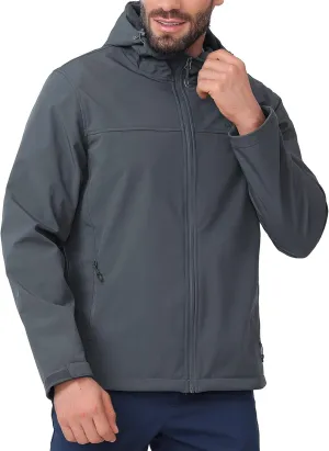 CAMEL CROWN Mens Softshell Jacket Fleece Lined Waterproof Windproof Lightweight Outerwear Full Zip Hiking Work Travel