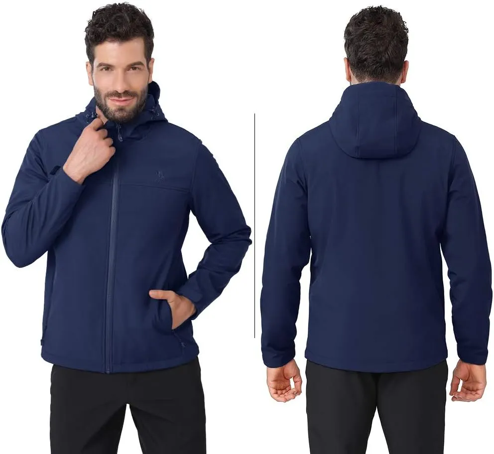 CAMEL CROWN Mens Softshell Jacket Fleece Lined Waterproof Windproof Lightweight Outerwear Full Zip Hiking Work Travel