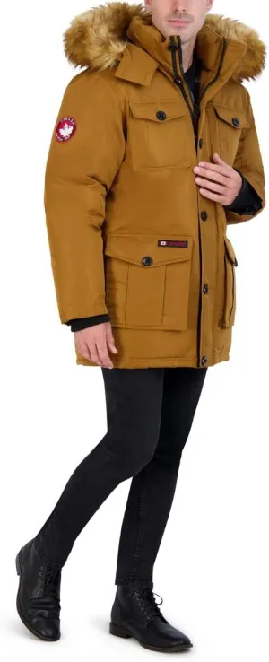 CANADA WEATHER GEAR Parka Coat for Men-Insulated Winter Jacket w/Faux Fur Hood