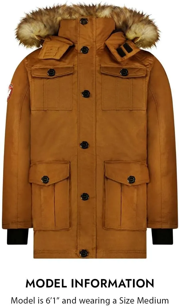 CANADA WEATHER GEAR Parka Coat for Men-Insulated Winter Jacket w/Faux Fur Hood