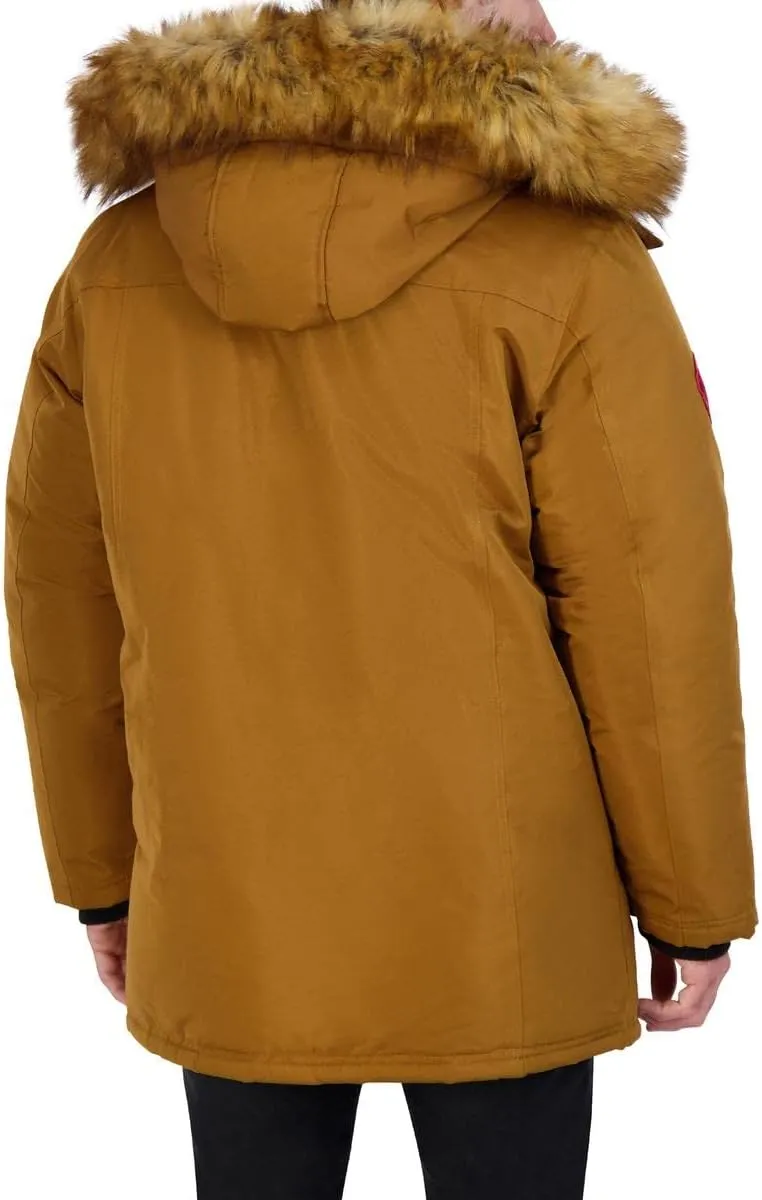 CANADA WEATHER GEAR Parka Coat for Men-Insulated Winter Jacket w/Faux Fur Hood