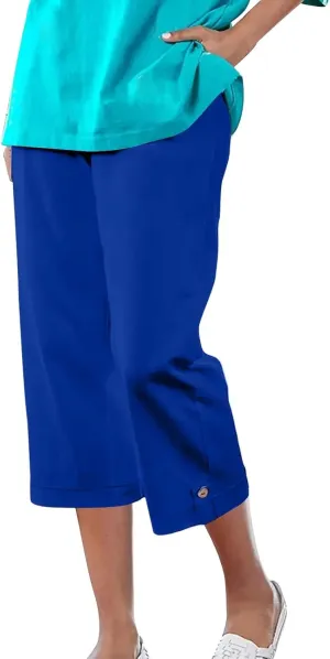 Capri Pants for Women 2025 Summer Trendy Casual Stretch Cotton Linen Capris Pant Straight Wide Leg Cropped Trousers