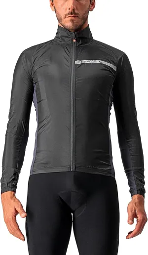 CASTELLI Men's Squadra Stretch Jacket, Windproof Zip Up Shell with High Collar for Road and Gravel Biking I Cycling - Light Black/Dark Gray - 3X-Large