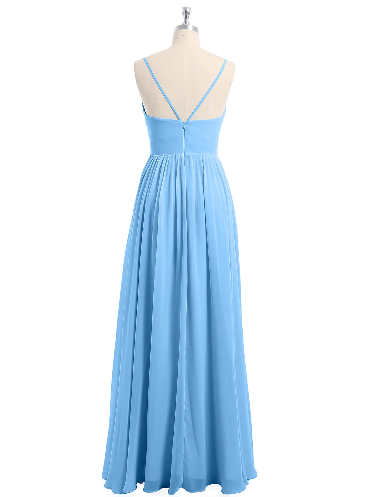 Chiffon Bridesmaid Dresses with Spaghetti Straps-Blue Plus Size