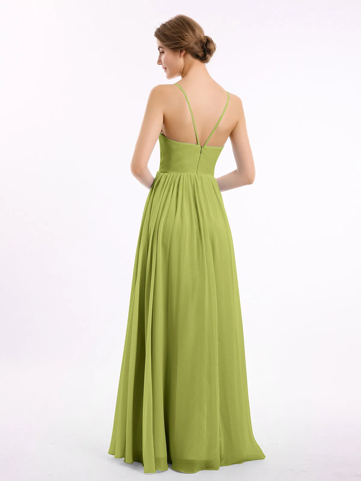 Chiffon Bridesmaid Dresses with Spaghetti Straps-Clover Plus Size