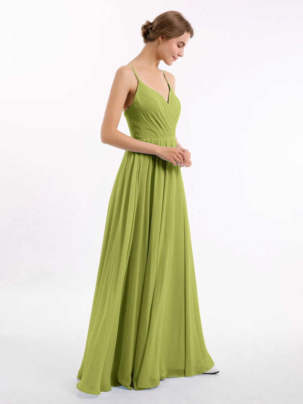Chiffon Bridesmaid Dresses with Spaghetti Straps-Clover Plus Size