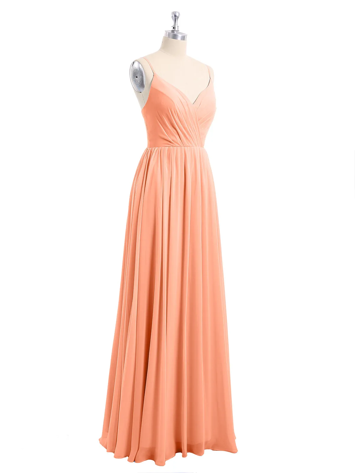 Chiffon Bridesmaid Dresses with Spaghetti Straps-Papaya