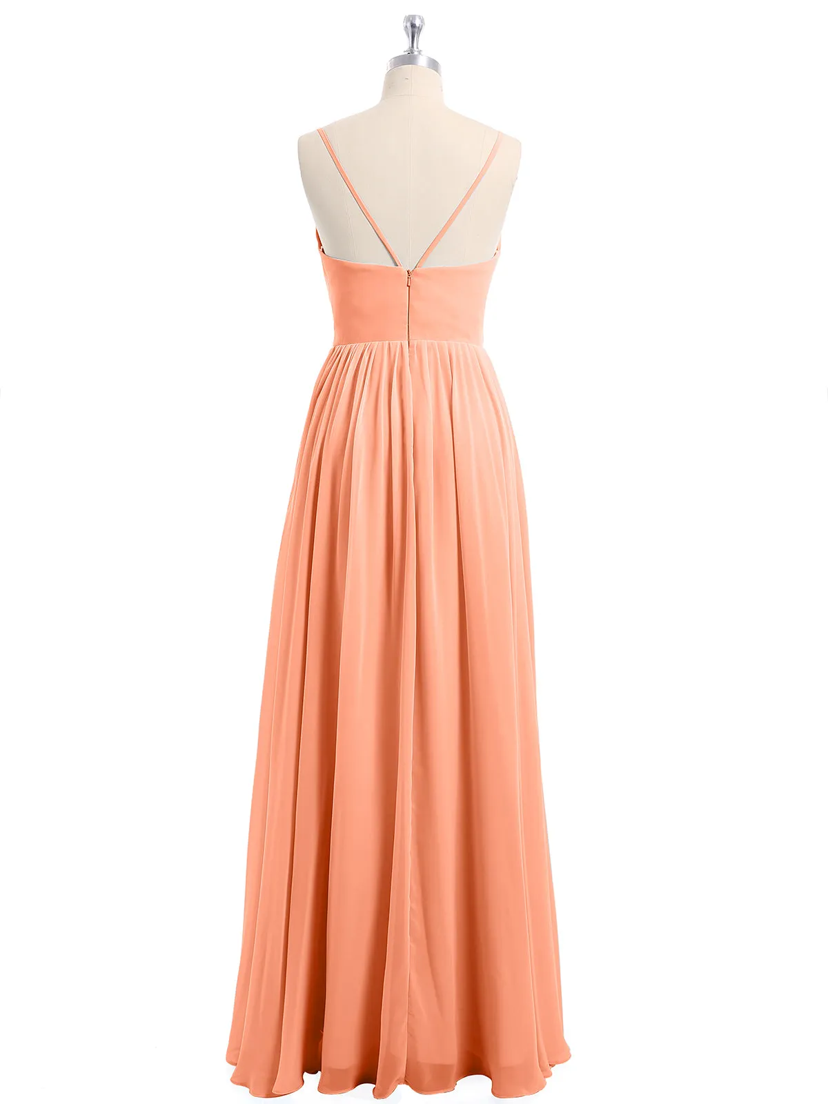 Chiffon Bridesmaid Dresses with Spaghetti Straps-Papaya