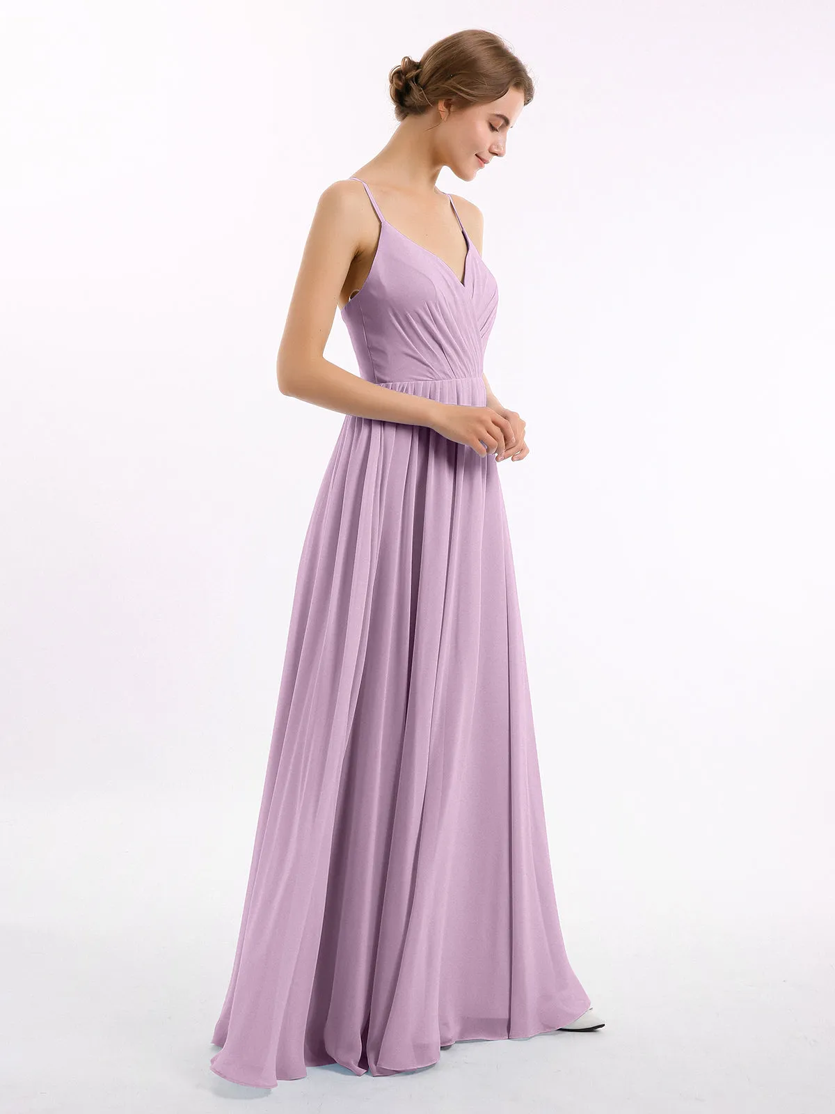 Chiffon Bridesmaid Dresses with Spaghetti Straps-Wisteria