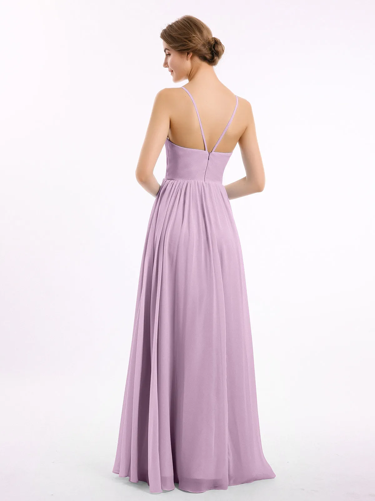Chiffon Bridesmaid Dresses with Spaghetti Straps-Wisteria