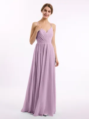 Chiffon Bridesmaid Dresses with Spaghetti Straps-Wisteria