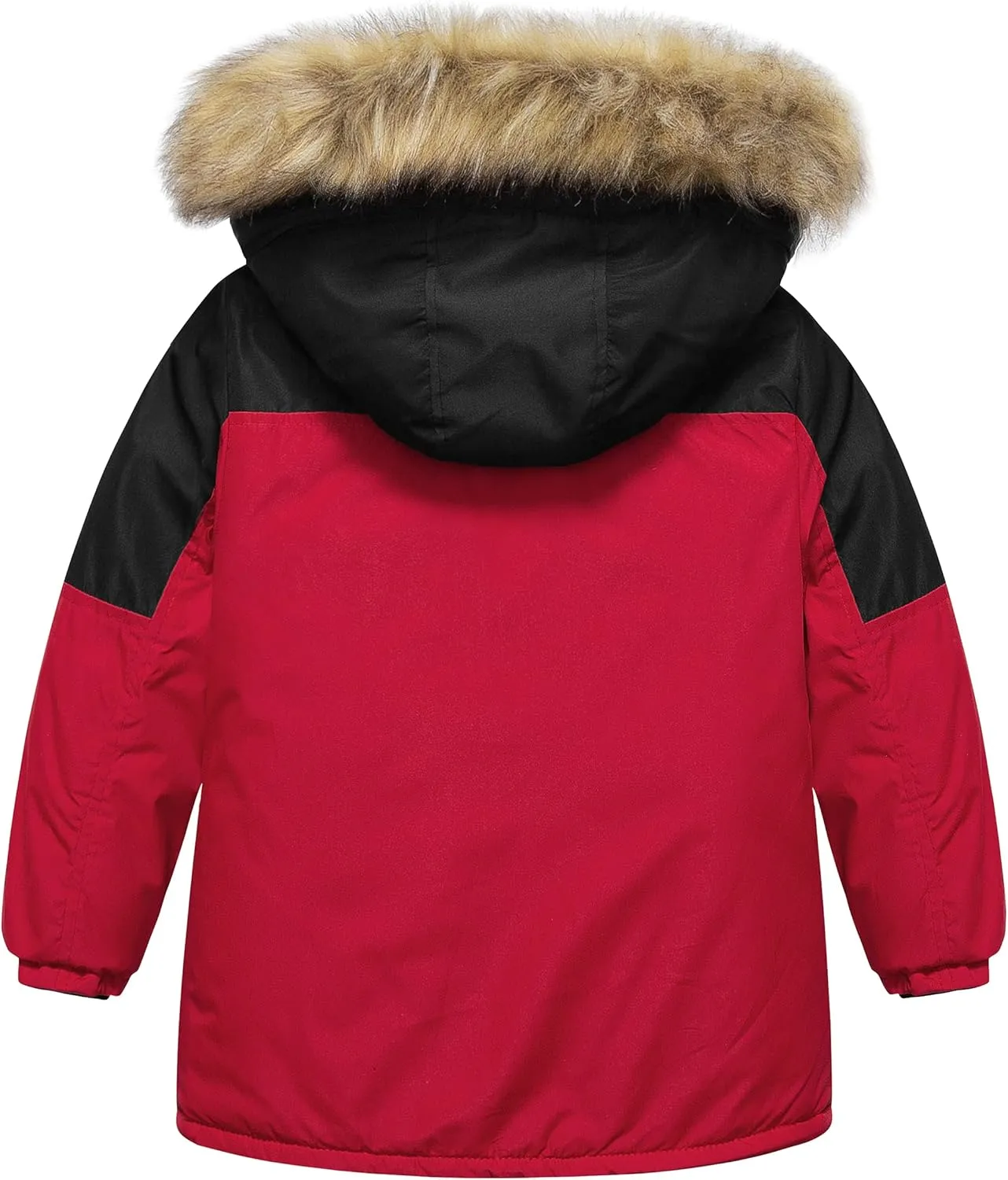 Chrisuno Boy's Med-length Parka Winter Coat Waterproof Outwear Ski Snow Jackets Thick Padded Insulated Windbreaker
