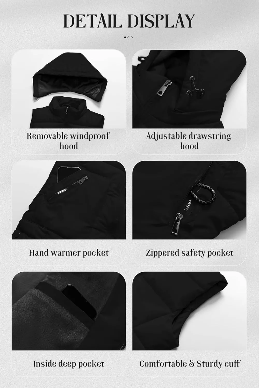 Chrisuno Women's Long Warm Puffer Vest Fleece Sleeveless Vests Waterproof Outerwear With Removable Hood