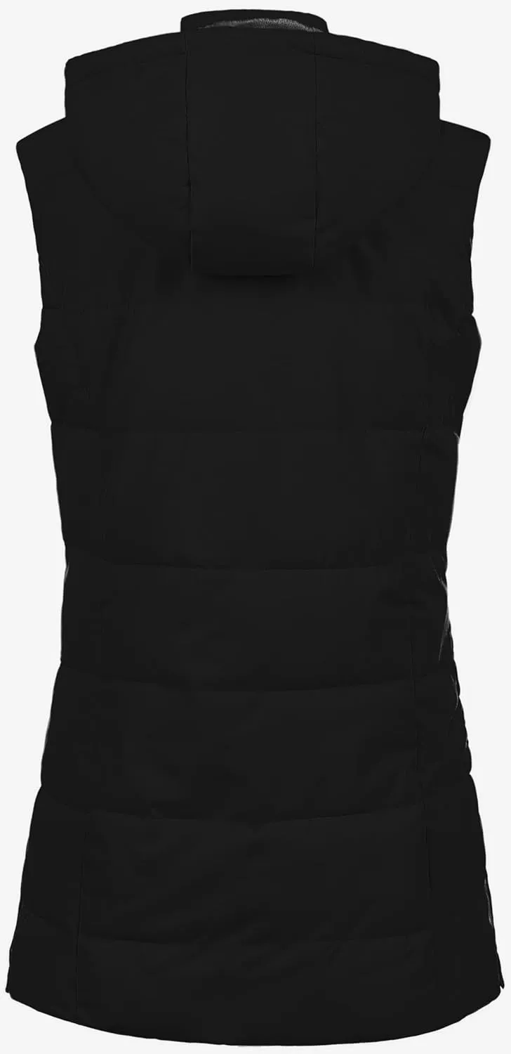 Chrisuno Women's Long Warm Puffer Vest Fleece Sleeveless Vests Waterproof Outerwear With Removable Hood