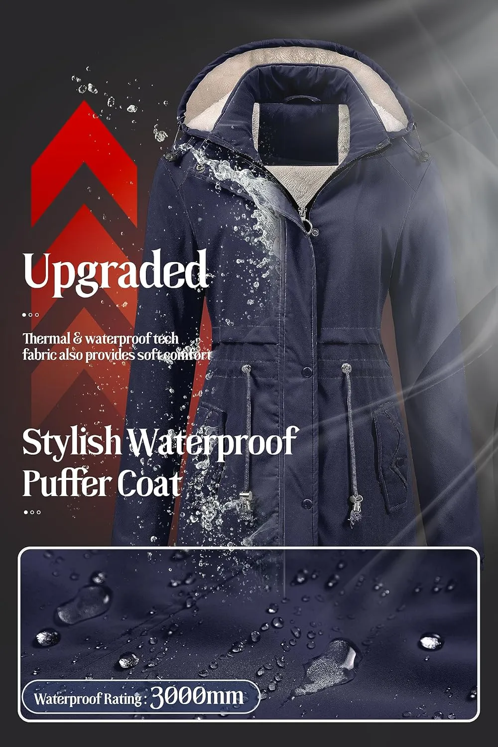 Chrisuno Women's Mid-Length Parka Winter Outerwear Jacket Soft Fleece Warm Snow Coat