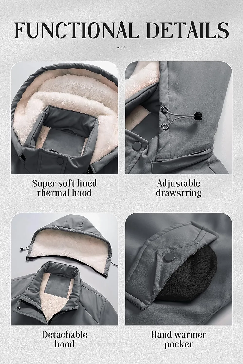 Chrisuno Women's Mid-Length Parka Winter Outerwear Jacket Soft Fleece Warm Snow Coat