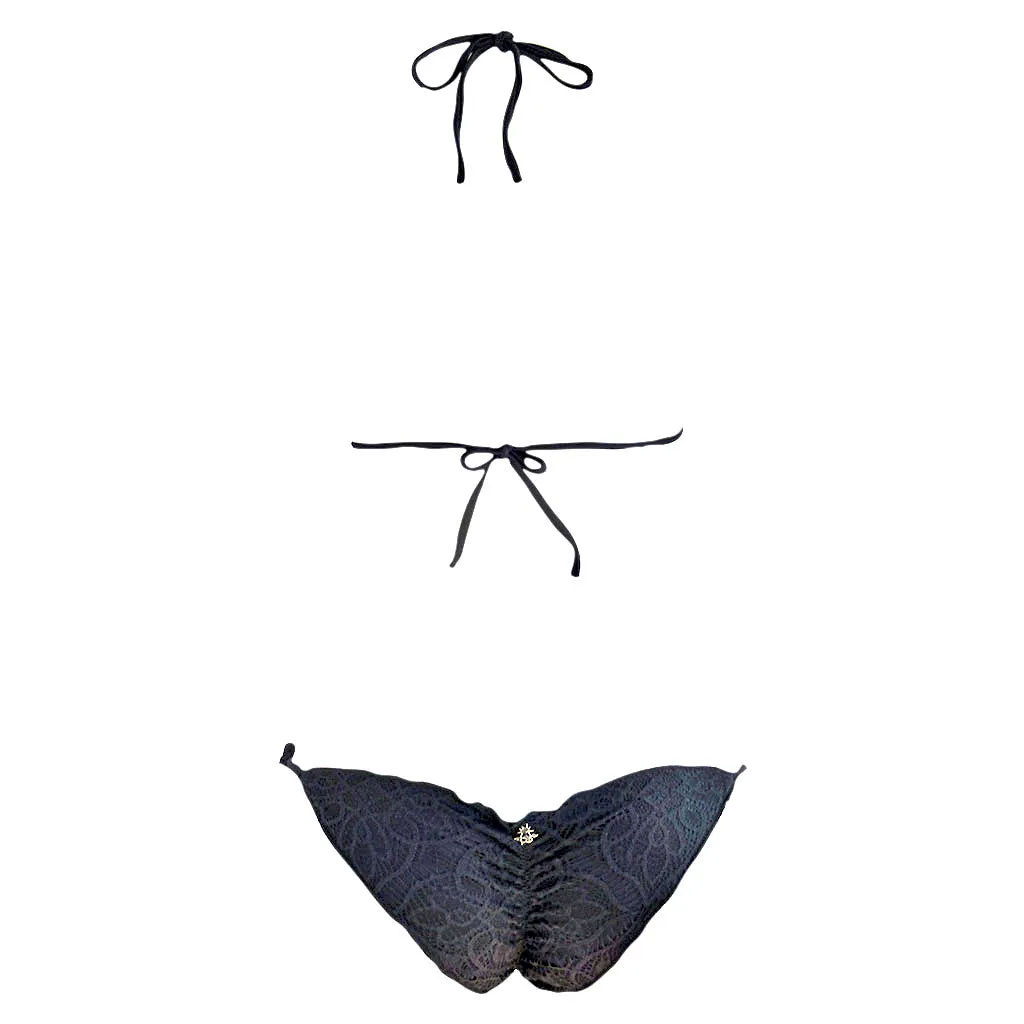 Cia Maritima Black Lace Triangle String Bikini