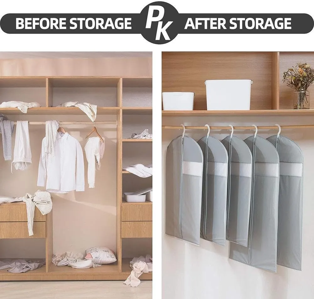 Clothes Dust Cover Waterproof Dustproof Dresses Storage Bag with Zippers for Wardrobe Storage and Travel
