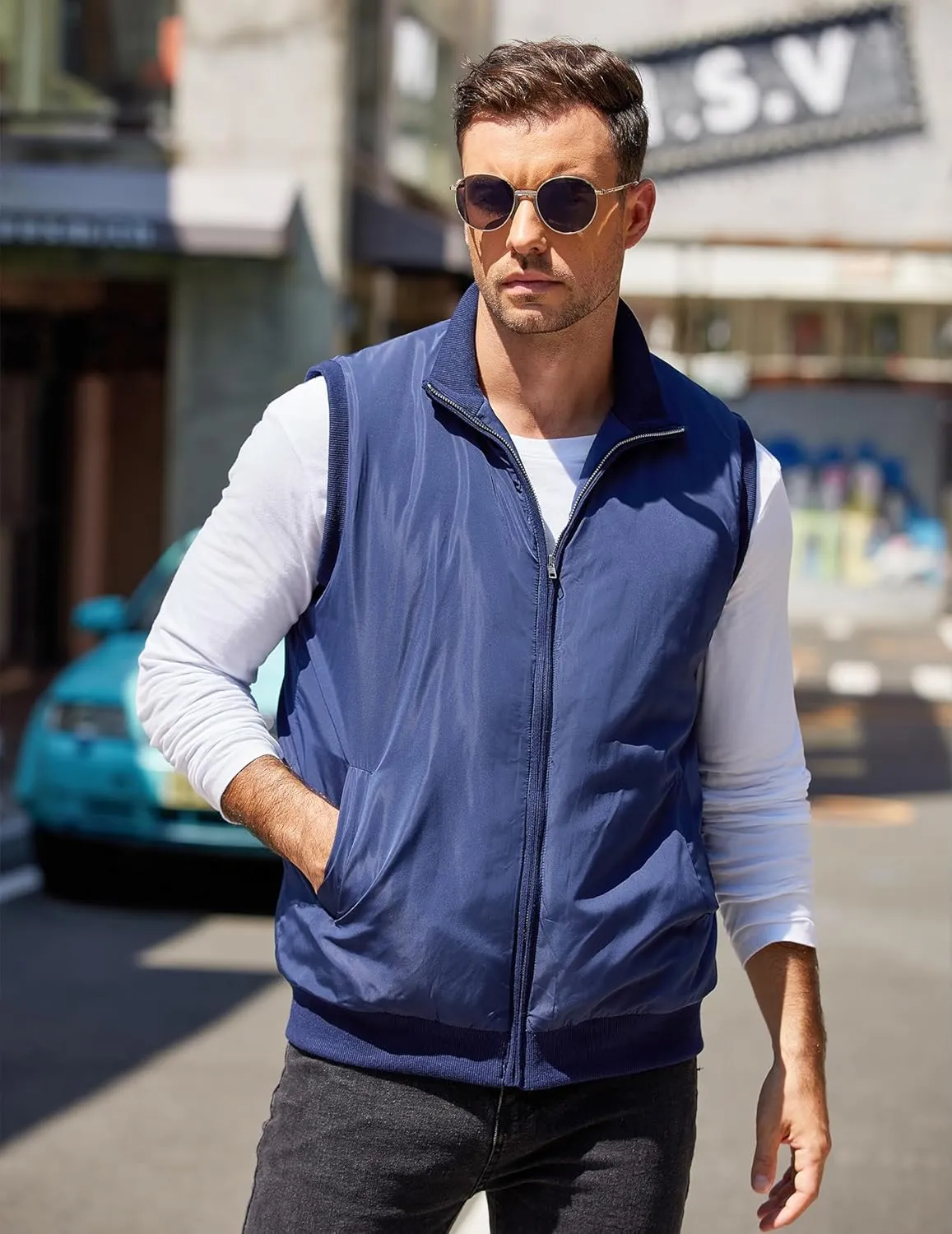 COOFANDY Men's Casual Outerwear Vests Padded Sleeveless Jacket Winter Outdoor Warm with Pockets