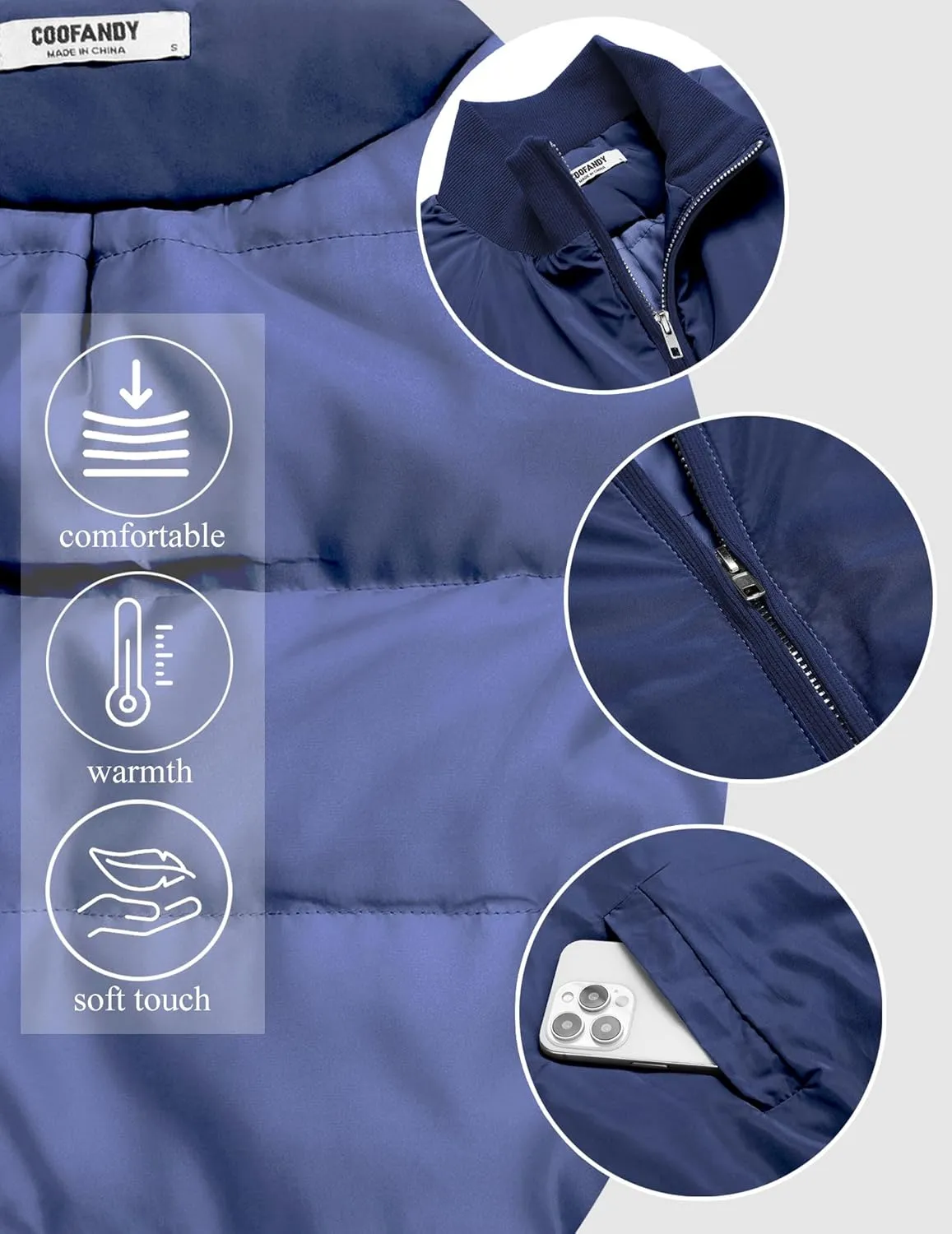 COOFANDY Men's Casual Outerwear Vests Padded Sleeveless Jacket Winter Outdoor Warm with Pockets