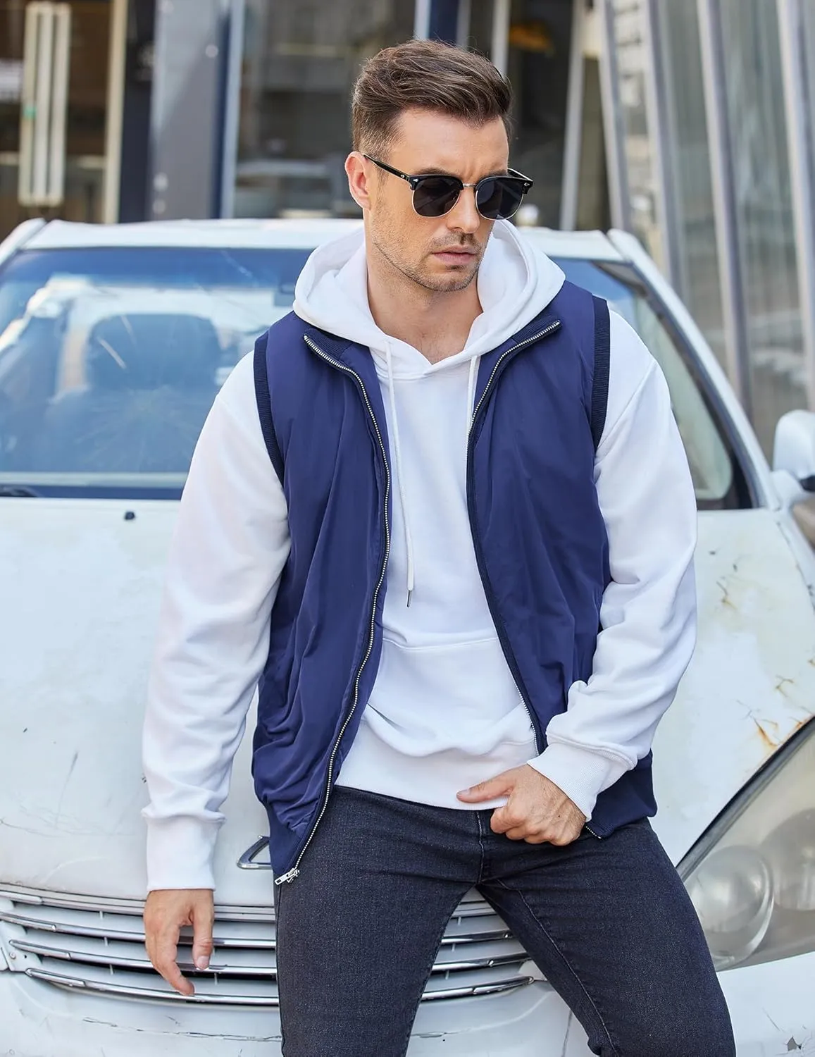 COOFANDY Men's Casual Outerwear Vests Padded Sleeveless Jacket Winter Outdoor Warm with Pockets