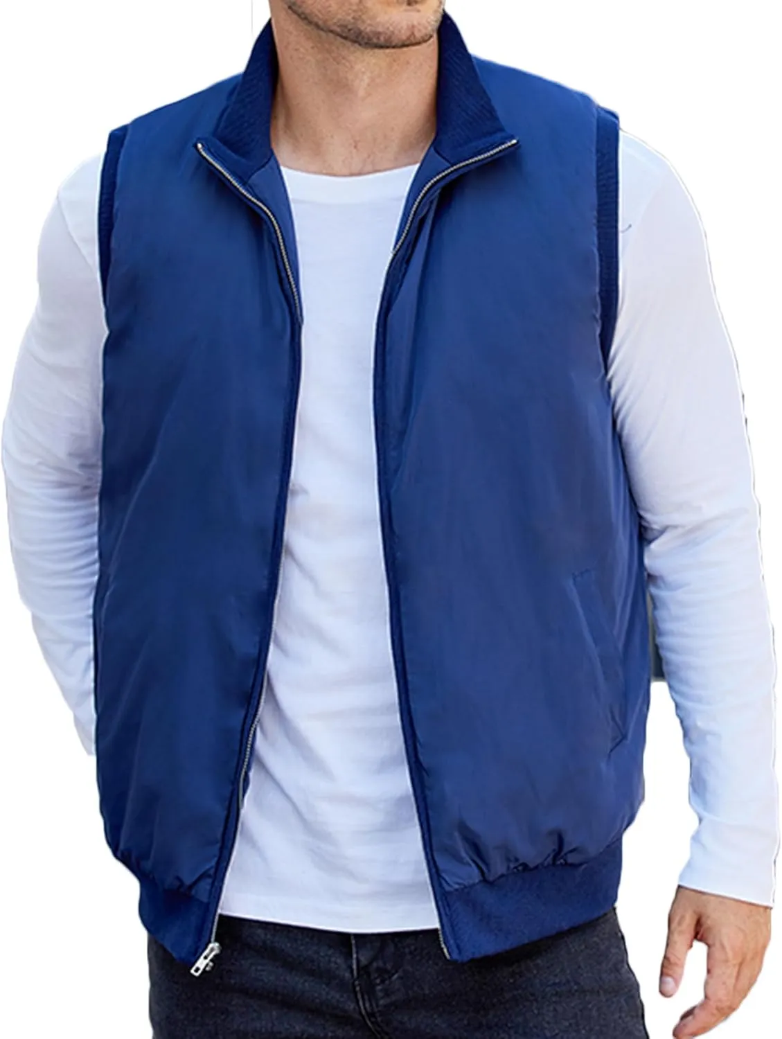 COOFANDY Men's Casual Outerwear Vests Padded Sleeveless Jacket Winter Outdoor Warm with Pockets