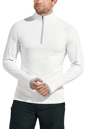 Coolibar Men's Ultimate Half-Zip Rash Guard UPF 50  - White Line