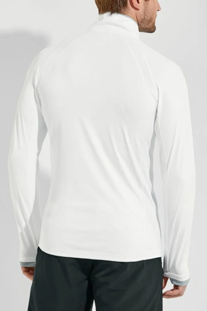 Coolibar Men's Ultimate Half-Zip Rash Guard UPF 50  - White Line