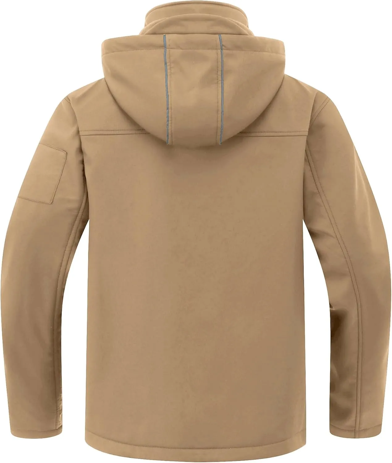 CREATMO US Men's Softshell Military Jacket With Removable Hood, Fleece Lined and Water Repellent Outdoor Reflective Coat