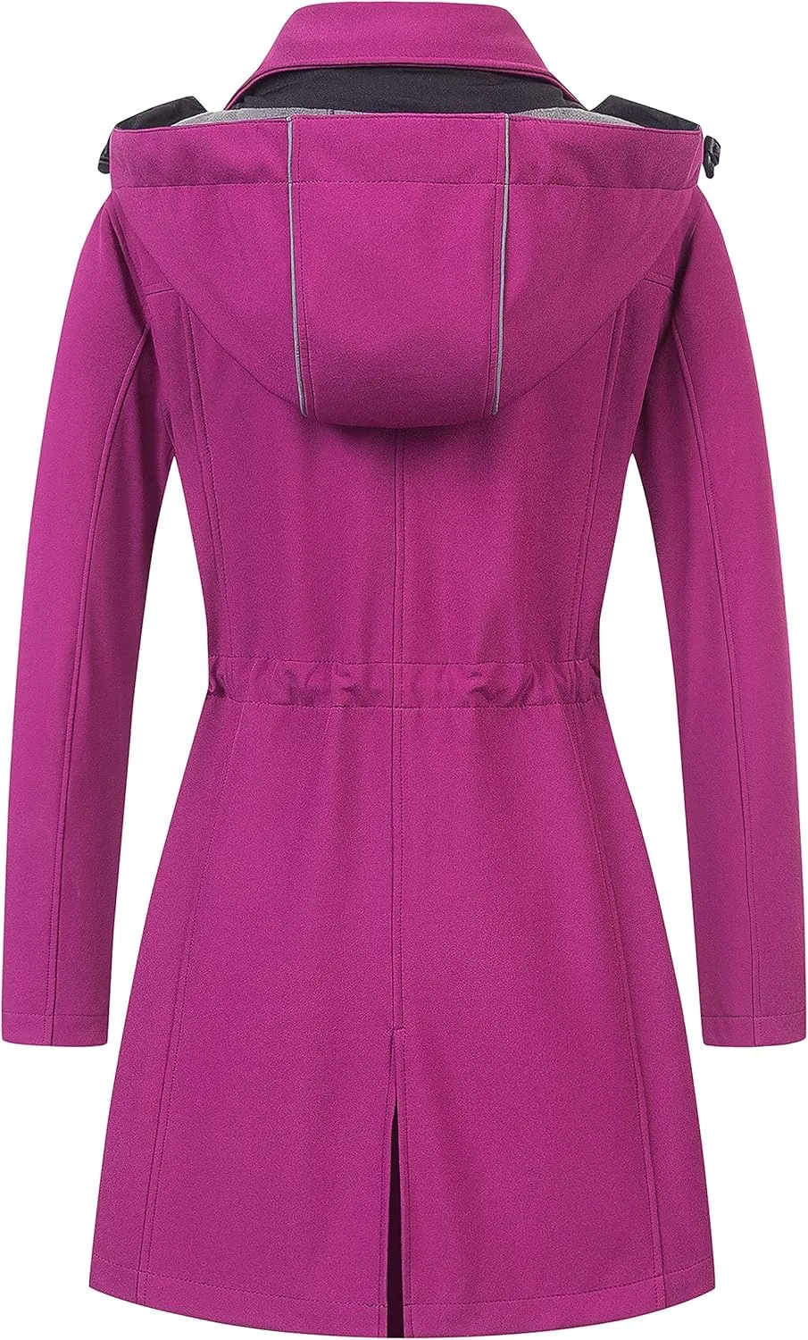 CREATMO US Women's Lightweight Waterproof Long Softshell Tactical Jacket Fleece Lined Windbreaker