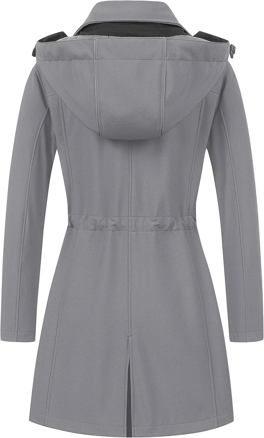 CREATMO US Women's Lightweight Waterproof Long Softshell Tactical Jacket Fleece Lined Windbreaker