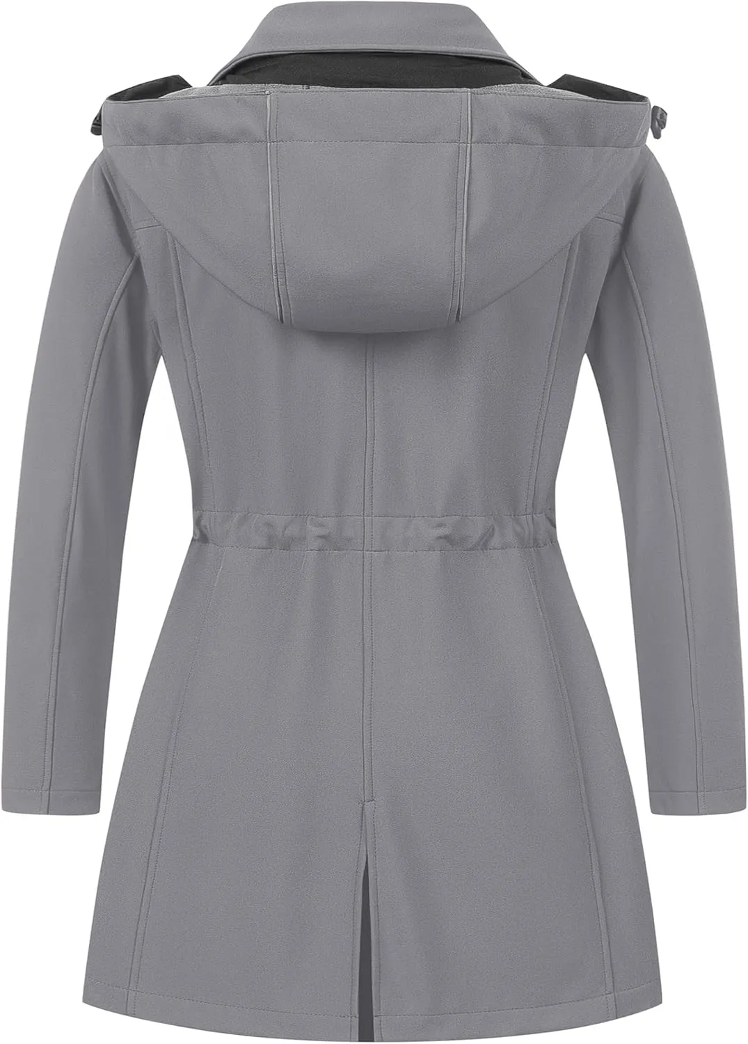 CREATMO US Women's Plus Size Long Softshell Jacket Waterproof Fleece Lined Rain Jacket Lightweight Windbreaker With Hood