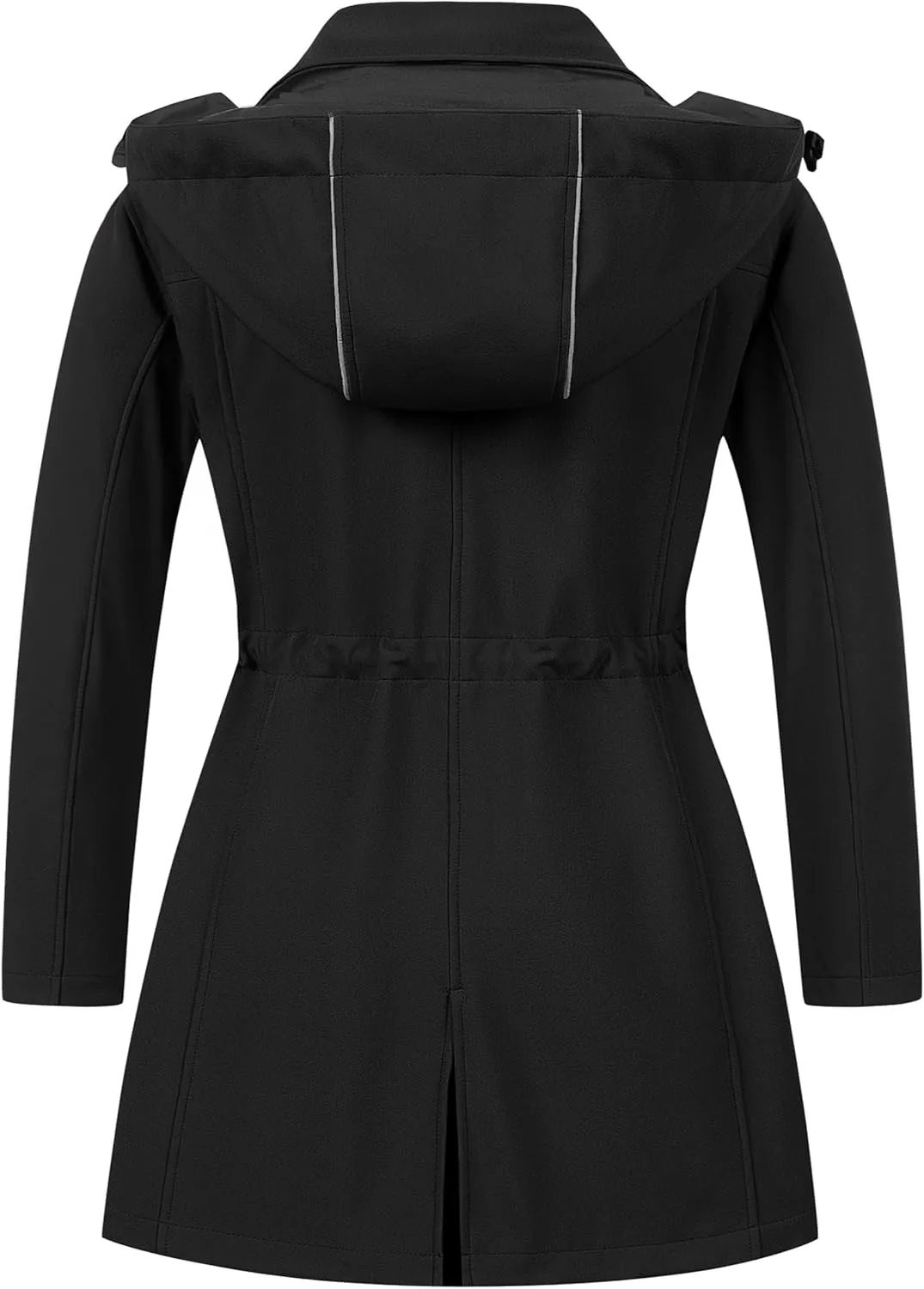 CREATMO US Women's Plus Size Long Softshell Jacket Waterproof Fleece Lined Rain Jacket Lightweight Windbreaker With Hood