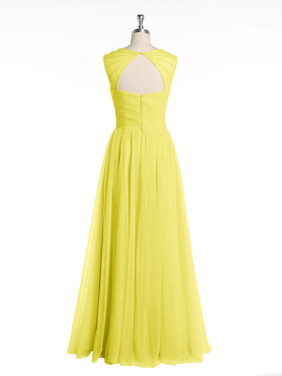 Cross-Pleated Tulle Long Dresses with Beaded Straps Lemon Plus Size