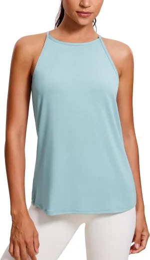 CRZ YOGA Halter High Neck Workout Tops for Women Flowy Cami Sleeveless Tank Athletic Yoga Shirts