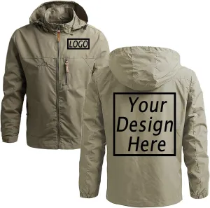 Custom Men's Jacket Add Your Own Logo Design Personalized Lightweight Waterproof Windbreaker Rain Coat