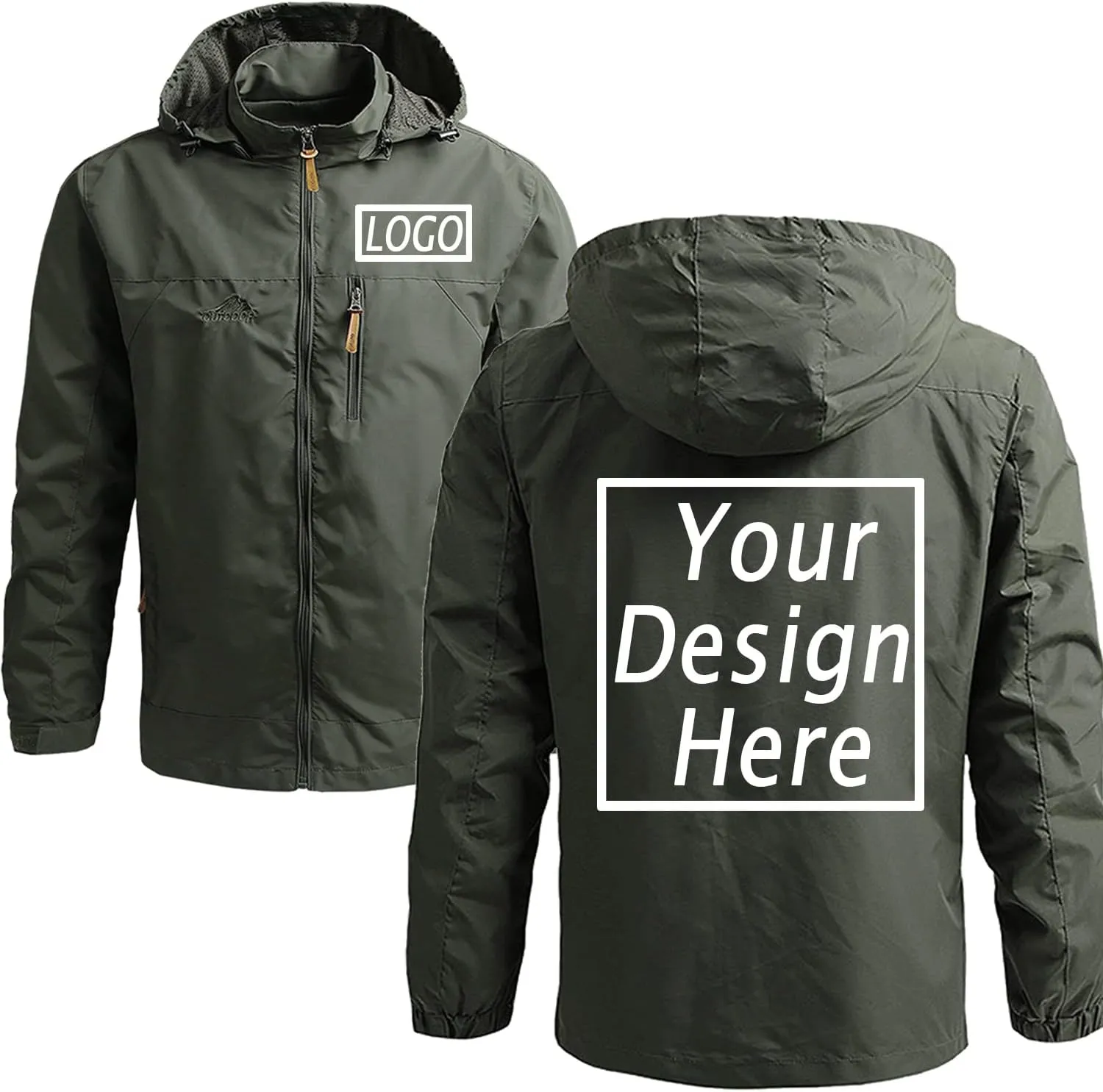 Custom Men's Jacket Add Your Own Logo Design Personalized Lightweight Waterproof Windbreaker Rain Coat