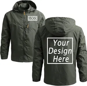 Custom Men's Jacket Add Your Own Logo Design Personalized Lightweight Waterproof Windbreaker Rain Coat