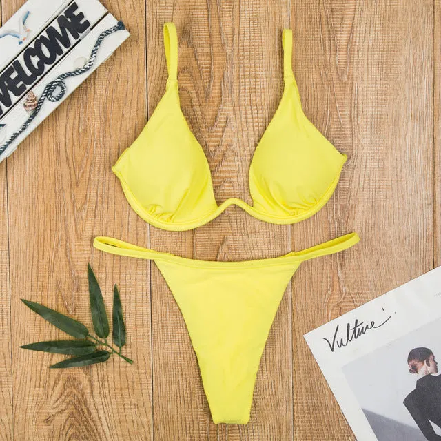 Cut Out Thong Bathing Suit High Waist Sexy Swimsuit