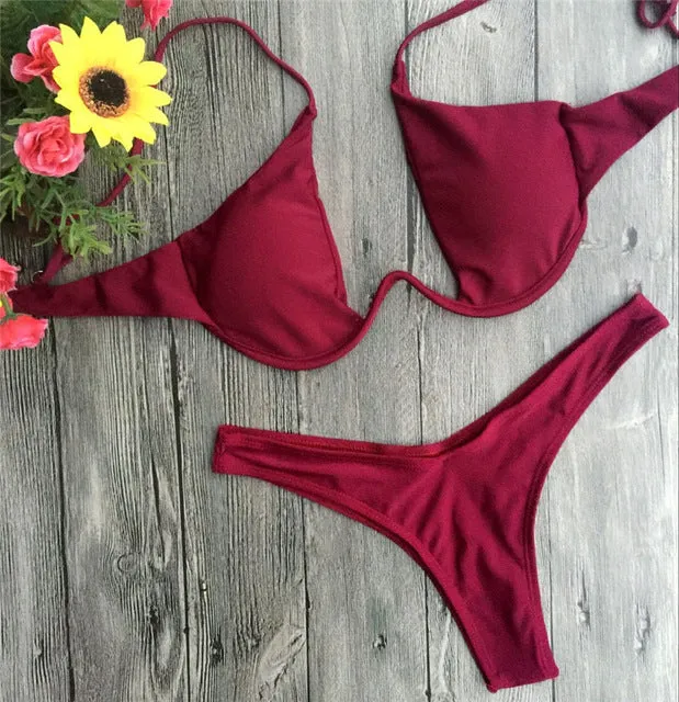 Cut Out Thong Bathing Suit High Waist Sexy Swimsuit