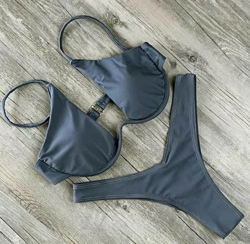 Cut Out Thong Bathing Suit High Waist Sexy Swimsuit