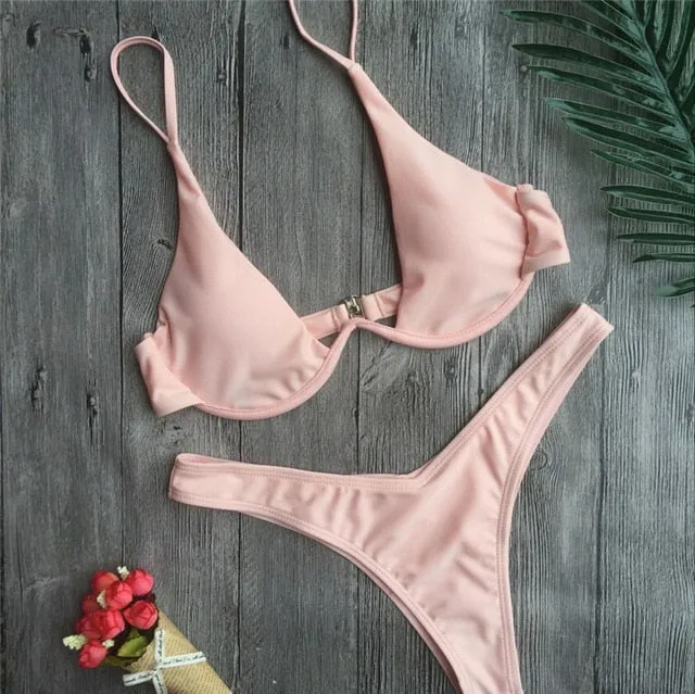 Cut Out Thong Bathing Suit High Waist Sexy Swimsuit